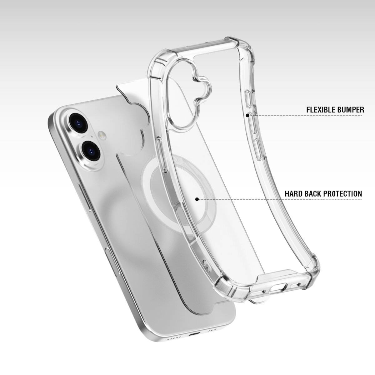 4Smarts Hybrid Case Ibiza Backcover Apple iPhone 16 Transparent Induktives Laden 541182