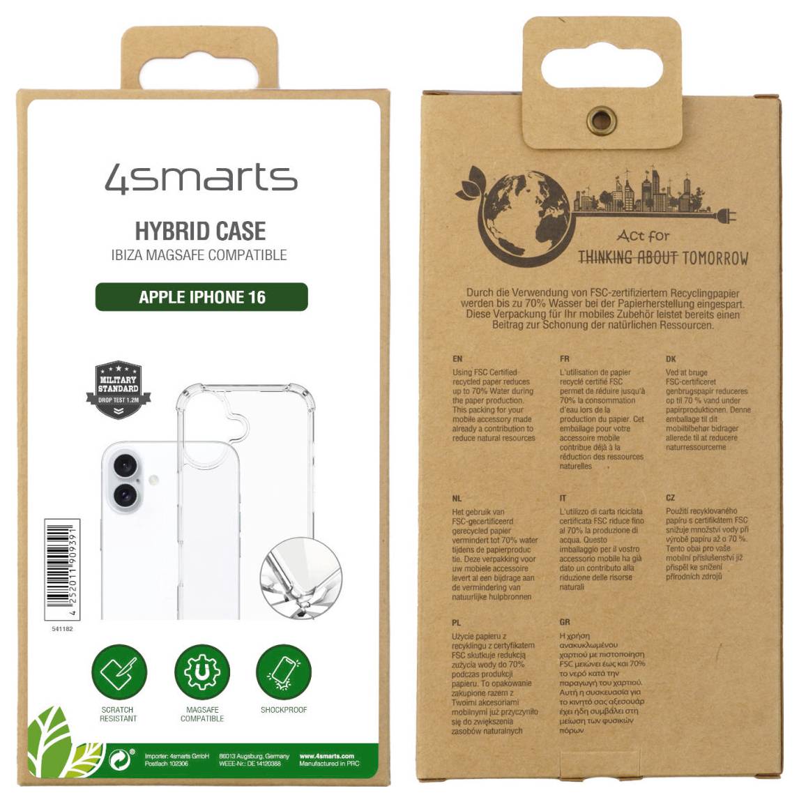 4Smarts Hybrid Case Ibiza Backcover Apple iPhone 16 Transparent Induktives Laden 541182