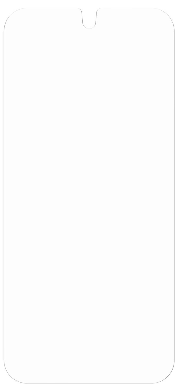 Leeres vertikales Smartphone-Display mit abgerundeten Ecken und einer kleinen Notch am oberen Rand.