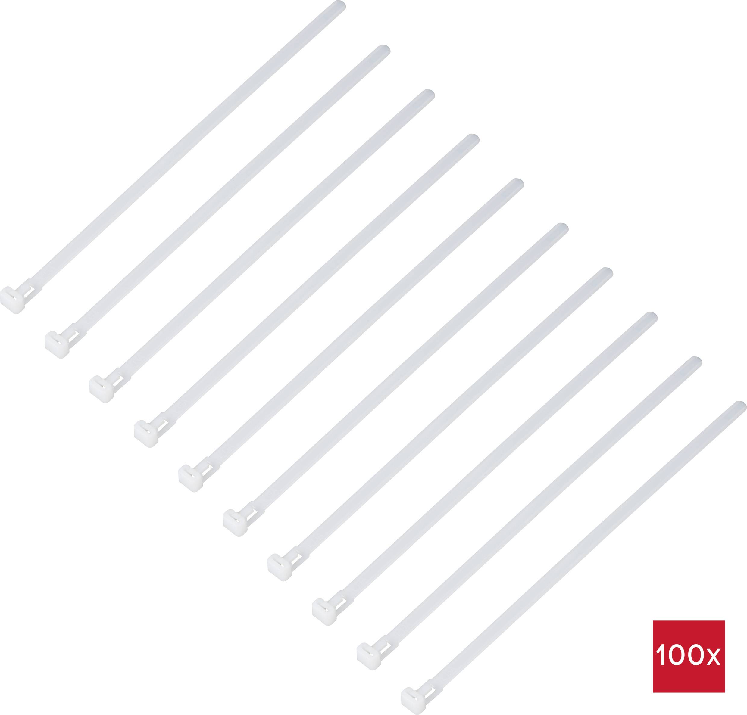 TRU COMPONENTS TC-13340644 TC-RC-250-7.6-N Kabelbinder 250mm 7.6mm Natur Lösbar, chemische Beständigkeit 100St.