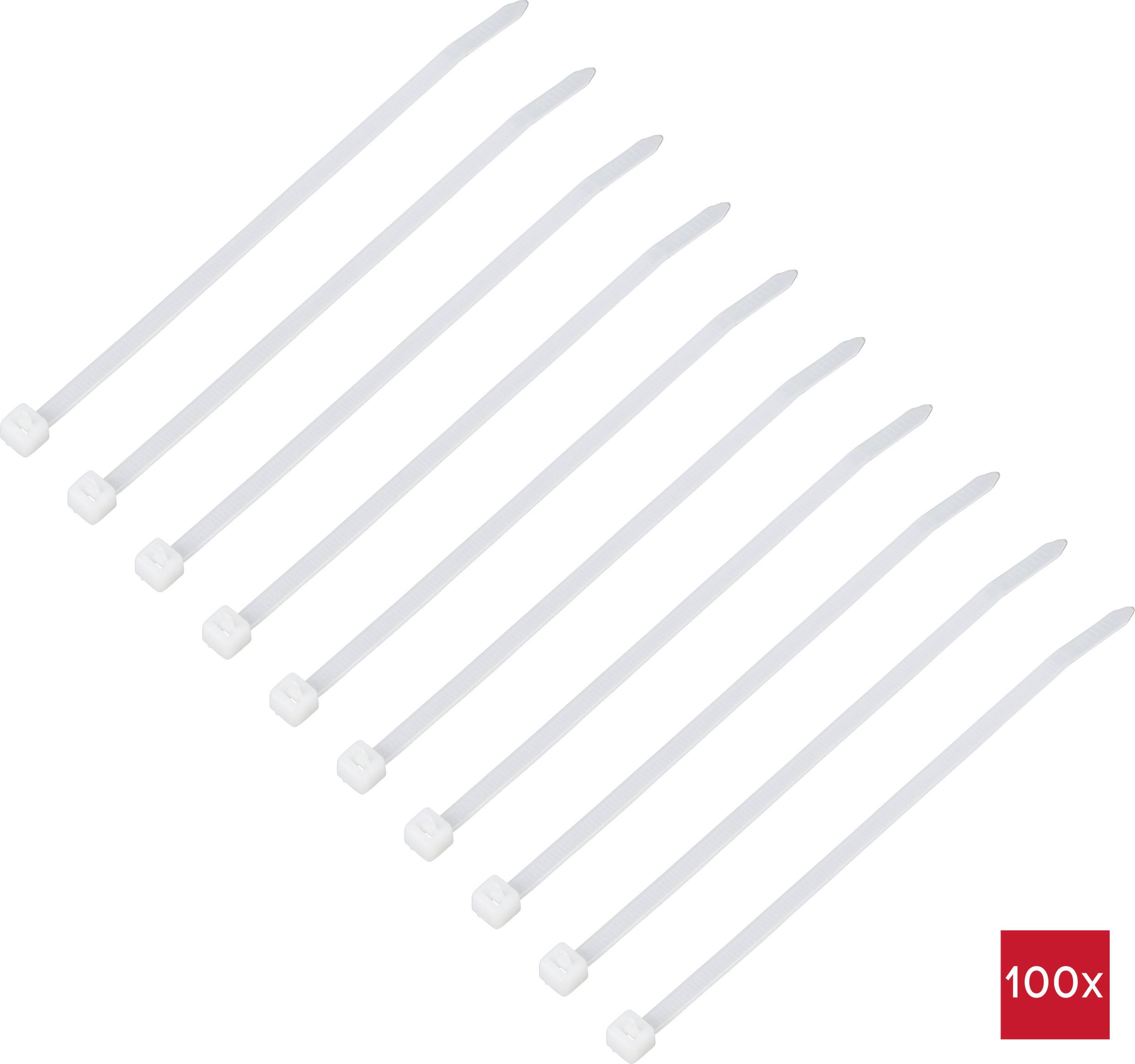 TRU COMPONENTS TC-13340660 TC-RT-160-4.6-N Kabelbinder 160mm 4.6mm Natur Lösbar, chemische Beständigkeit 100St.