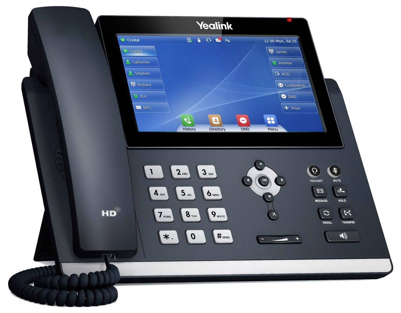 Yealink SIP-T48U Schnurgebundenes Telefon, VoIP Touch-Farbdisplay Schwarz