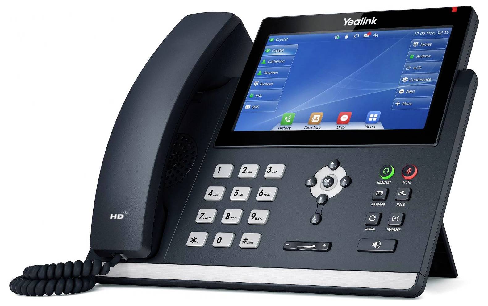 Yealink SIP-T48U Schnurgebundenes Telefon, VoIP Touch-Farbdisplay Schwarz