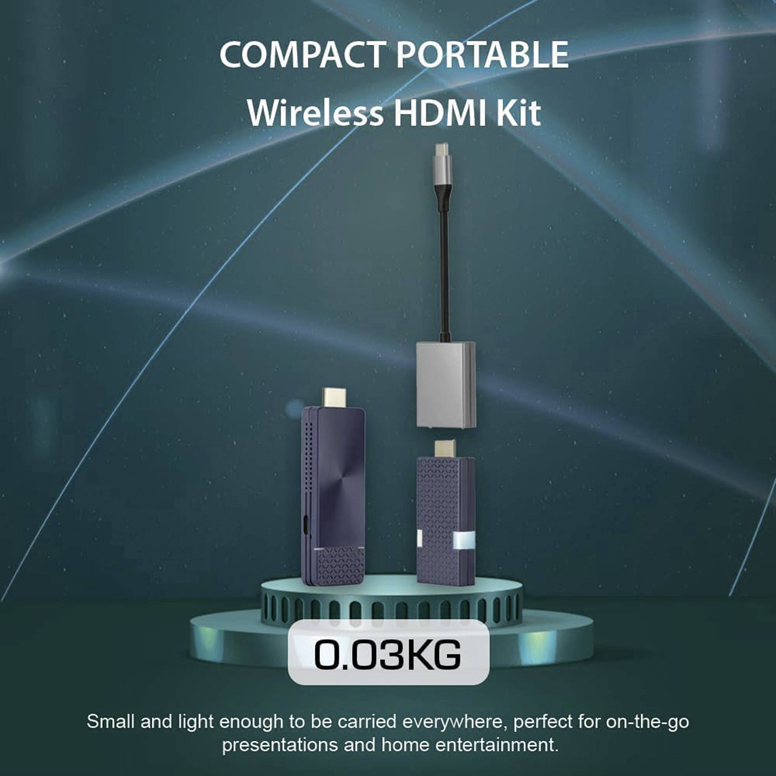 Drahtloses HDMI-Kit, tragbar und leicht, Gesamtgewicht 0,03 kg. Geeignet für Präsentationen und Unterhaltung unterwegs.