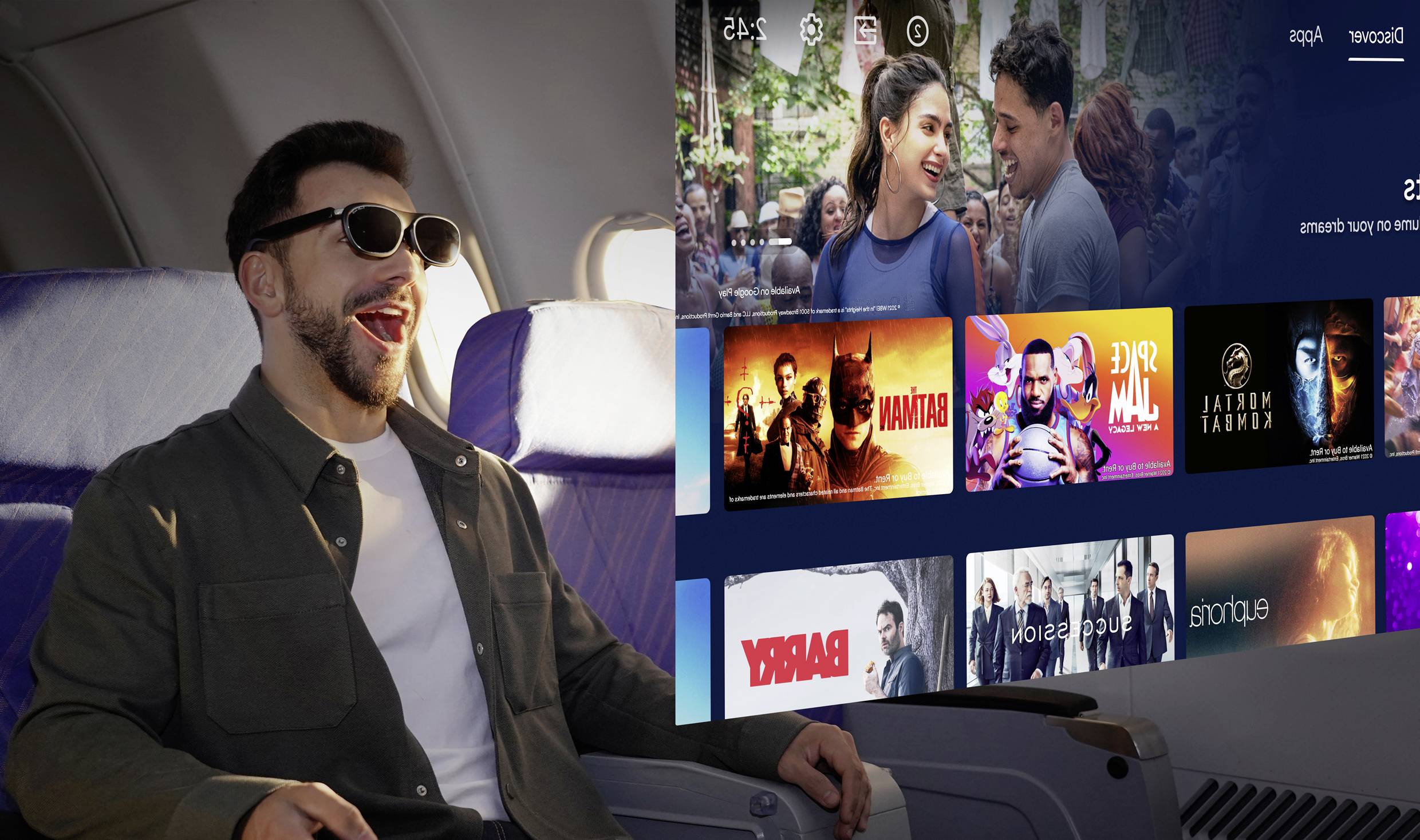 Rokid AR Joy 2 - Station (Portable Android TV System) + Max 2 AR Glasses Augmented Reality Brille Schwarz-Blau 32GB mit integri