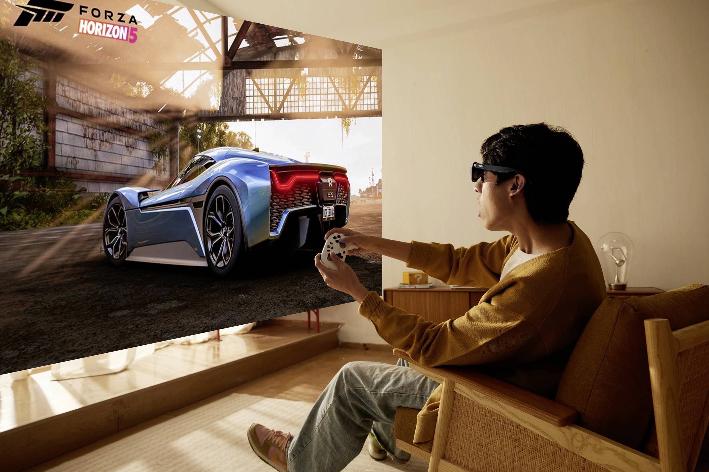 Rokid AR Joy 2 - Station (Portable Android TV System) + Max 2 AR Glasses Augmented Reality Brille Schwarz-Blau 32GB mit integri