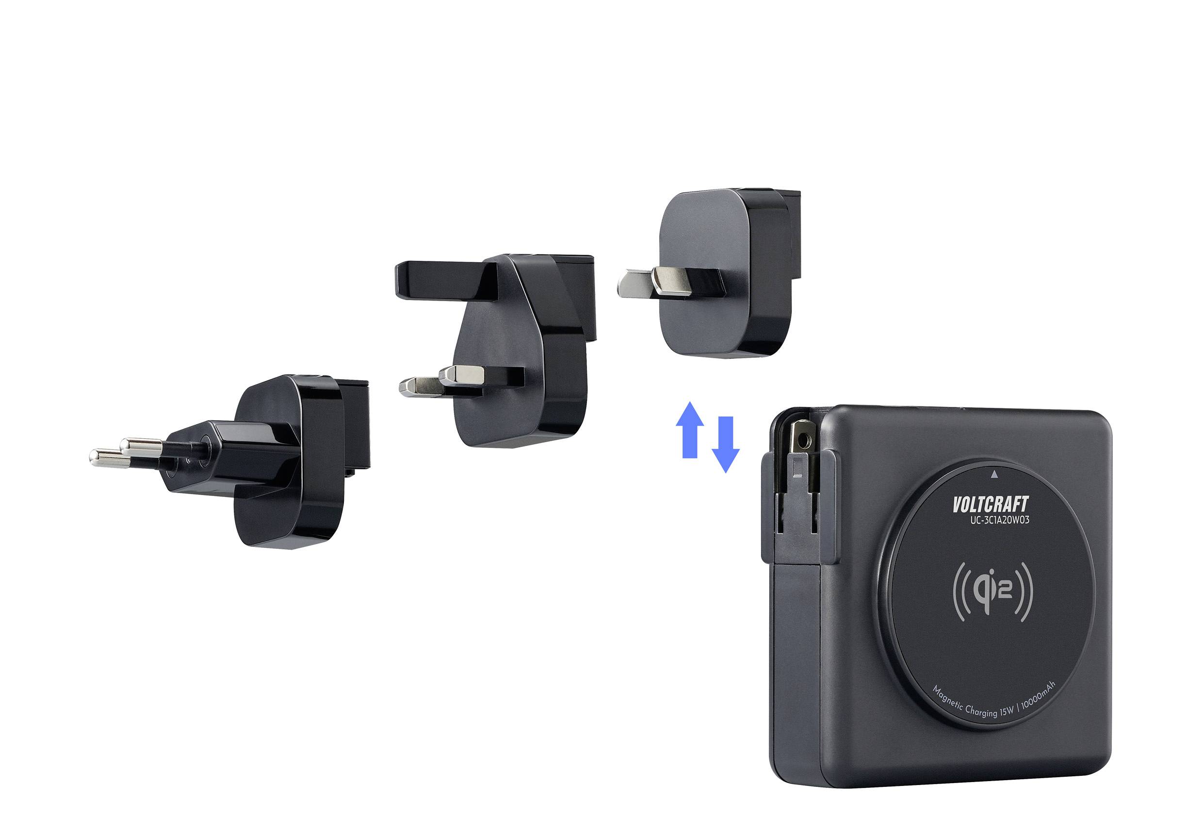 VOLTCRAFT UC-3C1A20W03 Reiseladeadapter 20W 1x USB-A, 3x USB-C® Fast Charge, USB PD Schwarz Innenbereich Wireless Charger