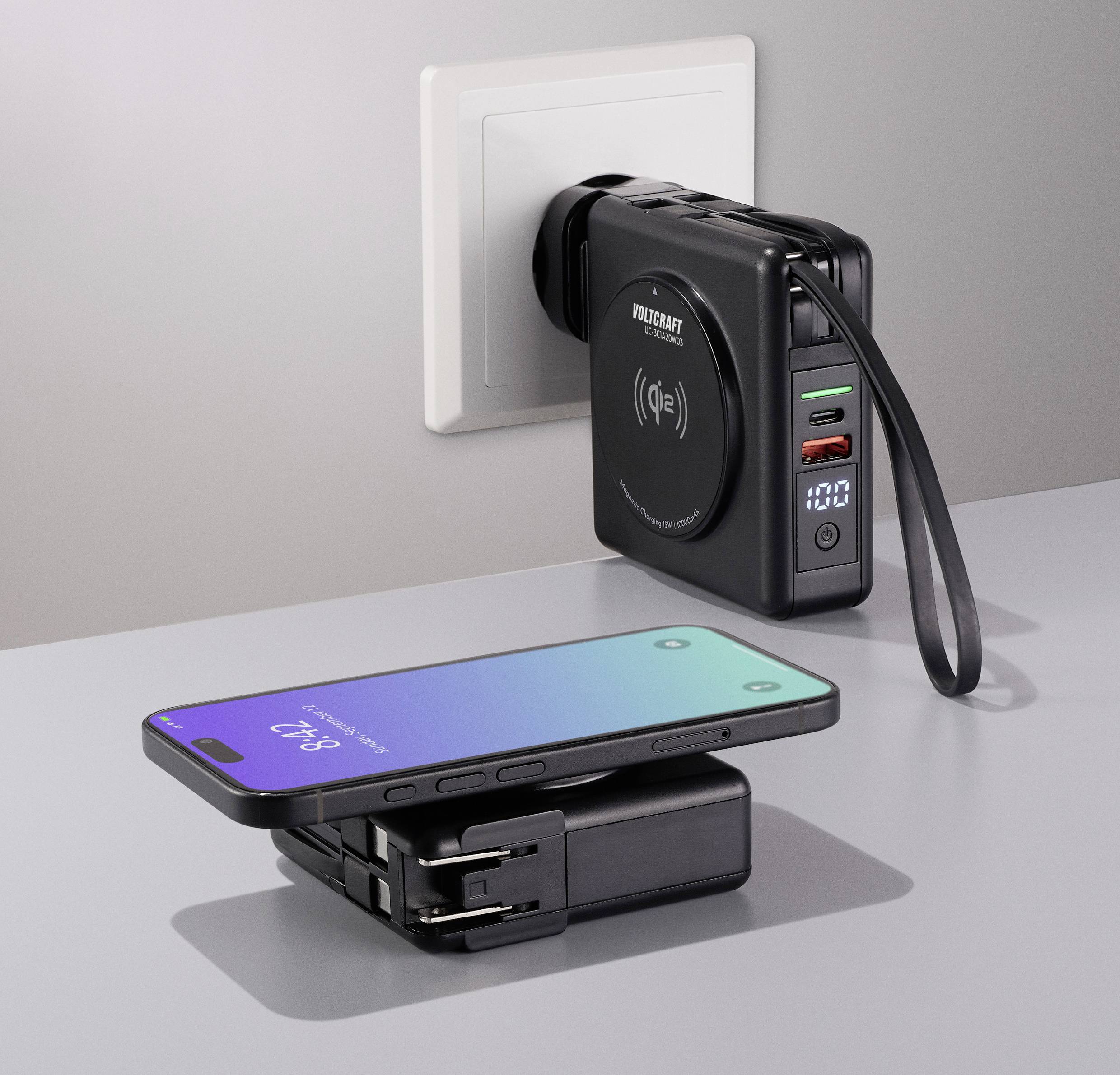 VOLTCRAFT UC-3C1A20W03 Reiseladeadapter 20W 1x USB-A, 3x USB-C® Fast Charge, USB PD Schwarz Innenbereich Wireless Charger