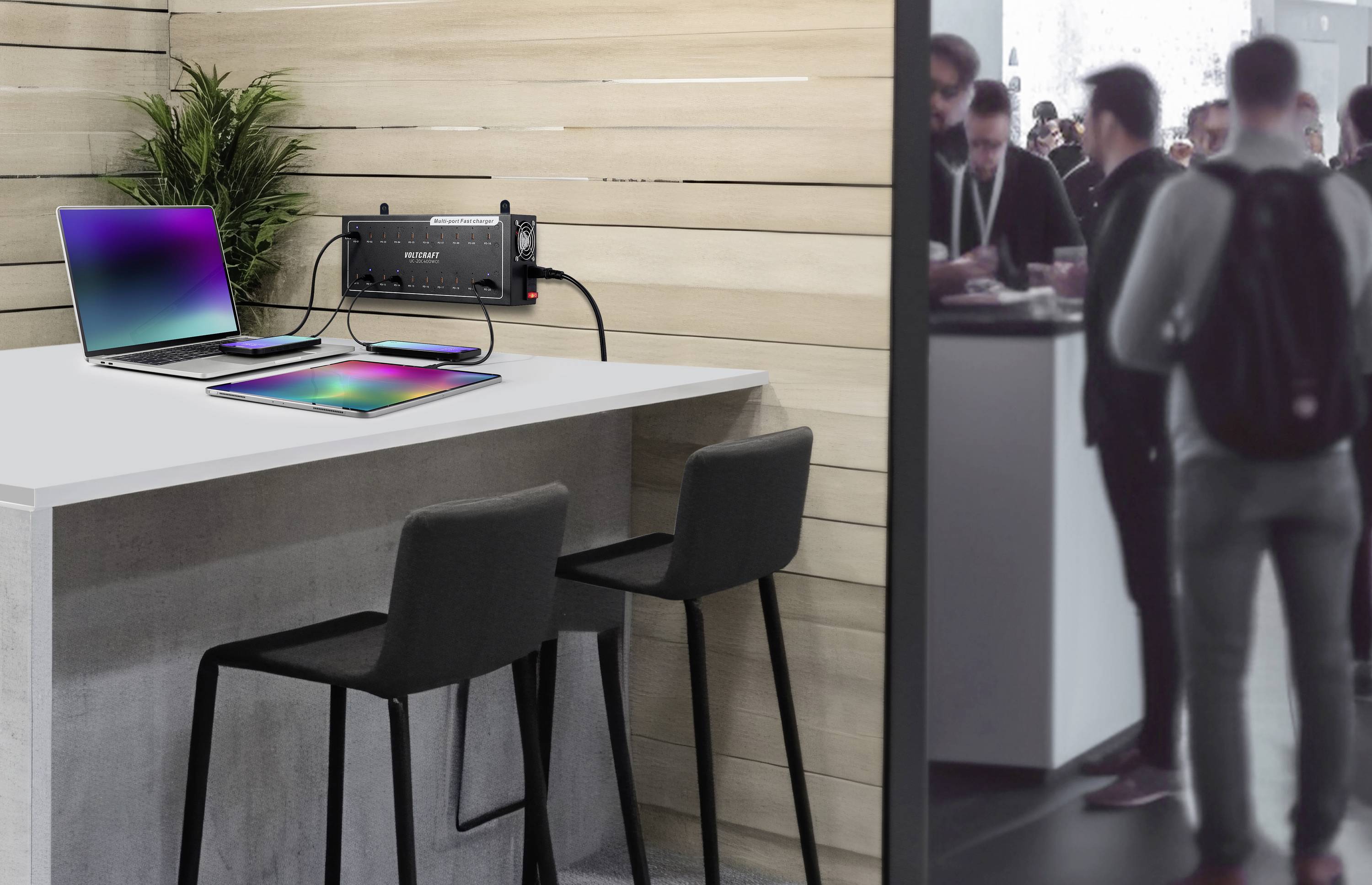 VOLTCRAFT UC-20C400W01 USB Ladegerät 400W 20x USB-C® USB PD Schwarz Innenbereich USB Power Delivery (USB-PD)