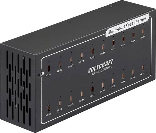 VOLTCRAFT UC-20C400W01 USB Ladestation 400 W 20x USB-C® USB PD Schwarz Innenbereich USB Power Deliv