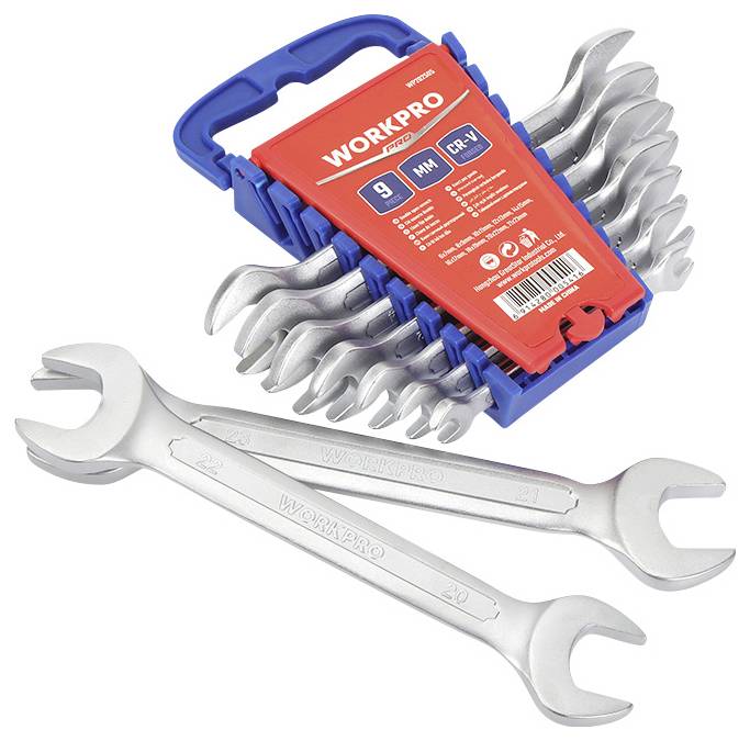 WorkPro WP202505 Doppel-Maulschlüssel-Satz 9teilig Schlüsselweite (Metrisch) 6 - 23mm