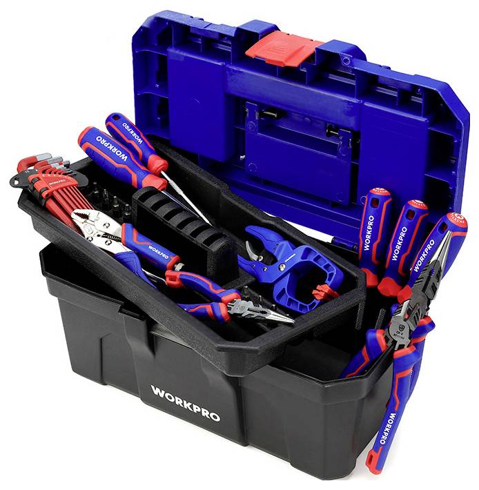 WorkPro WP283001 410 x 230 x 205 mm Werkzeugkasten unbestückt Blau, Schwarz