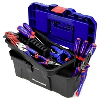 WorkPro WP283001 410 x 230 x 205mm Werkzeugkasten unbestückt Blau, Schwarz WorkPro WP283001 410 x 230 x 205mm Werkzeugkasten unbestückt Blau, Schwarz