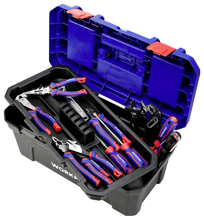 WorkPro WP283002 507 x 254 x259mm Werkzeugkasten unbestückt Blau, Schwarz