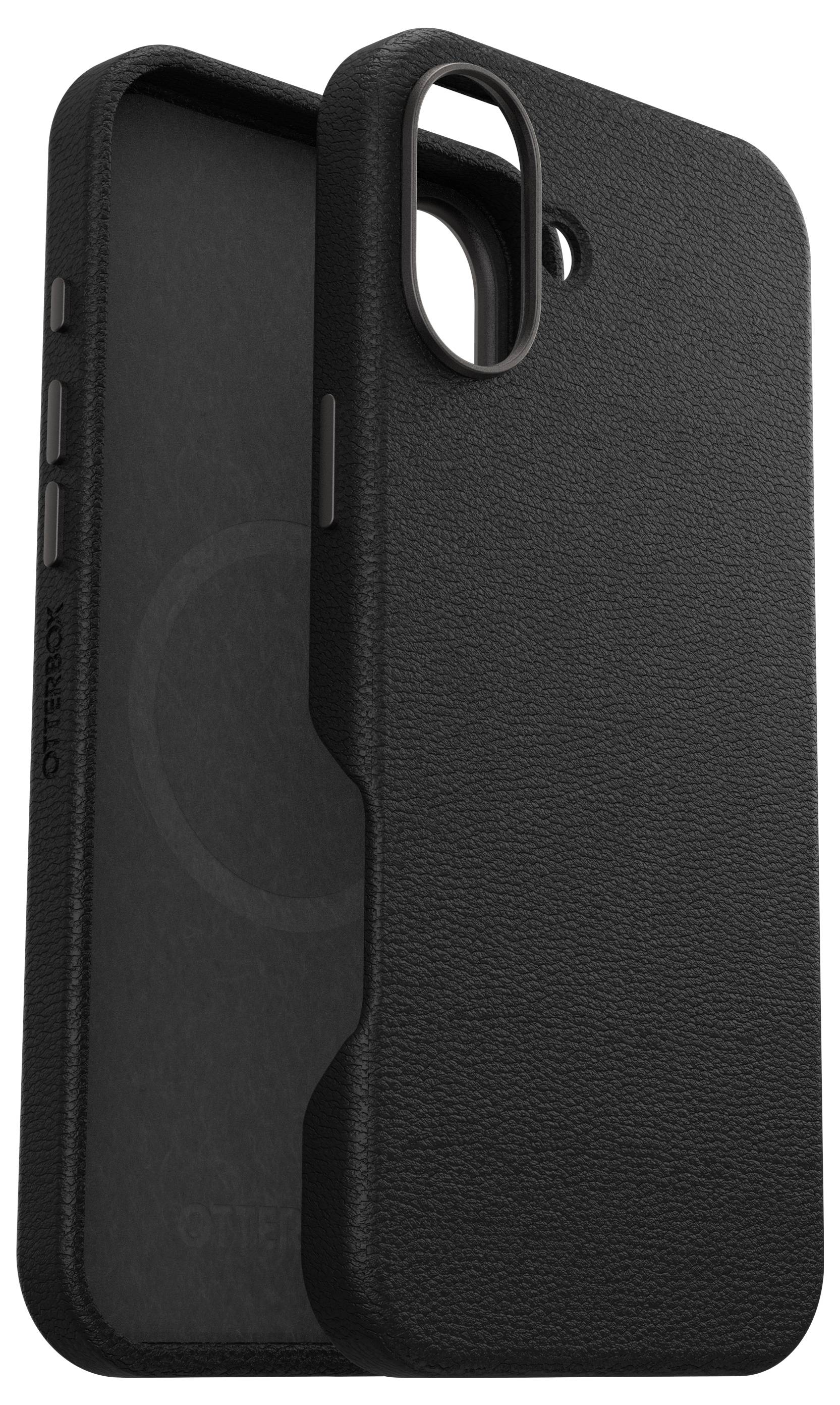 Schwarze Handyhülle aus Leder mit erhabener Struktur, entwickelt für langlebigen Schutz und elegantes Aussehen.