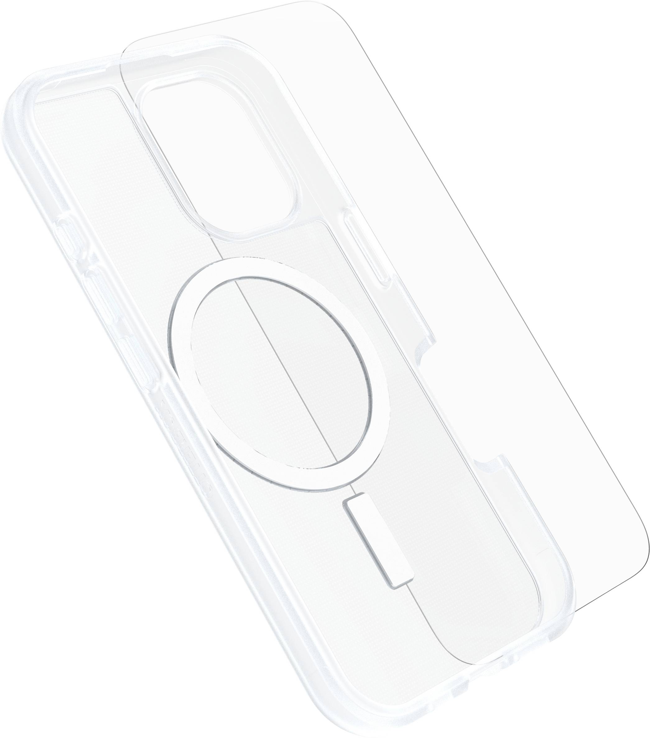 Transparente Handyhülle mit integriertem Magnetring für kabelloses Laden. Ideal für optimalen Schutz bei gleichzeitiger Funktionalität.