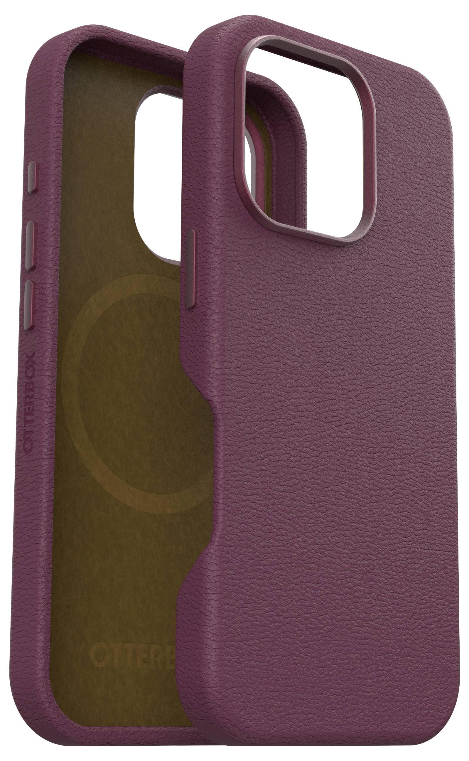 Zwei burgunderrote Handyhüllen aus Leder mit Textur, passend für ein Smartphone. Eine Hülle mit Aussparung für die Kamera.