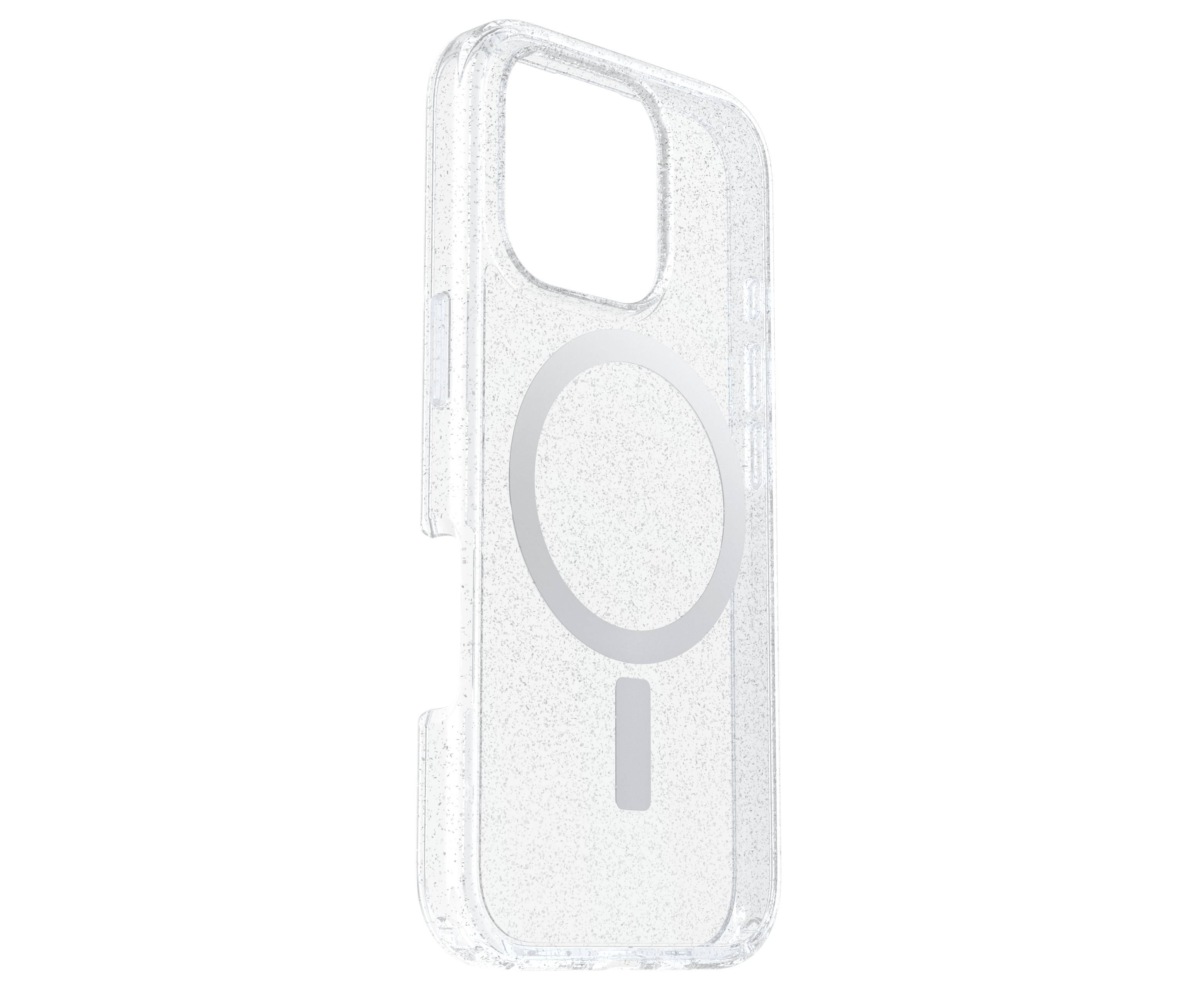 Durchsichtige Handyhülle mit kreisförmigem Muster, kompatibel mit MagSafe-Technologie.