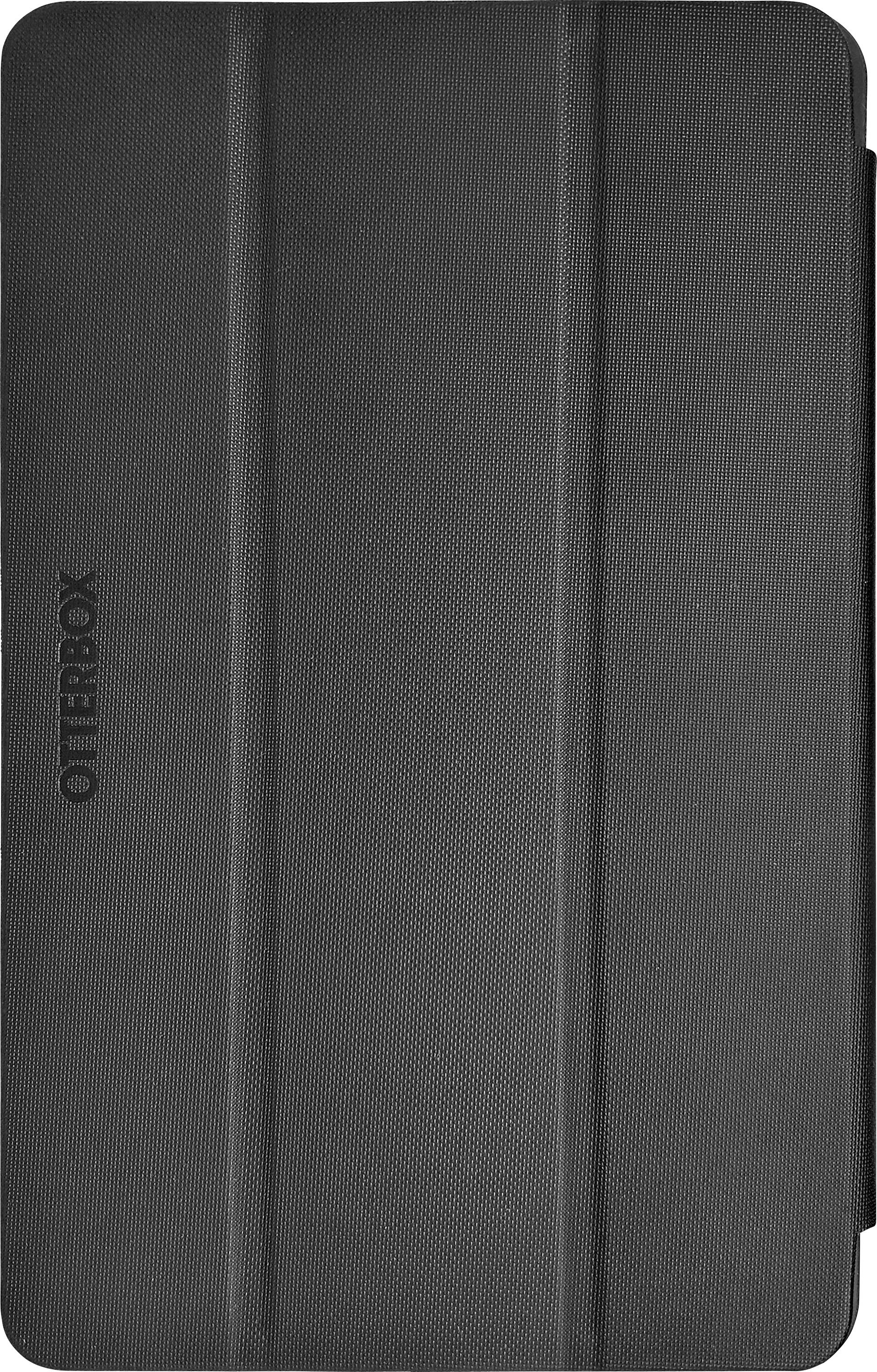 Schwarzes OtterBox-Schutzhülle für Tablets, geschlossen. Strukturiertes Material für zusätzliche Griffigkeit und Haltbarkeit.