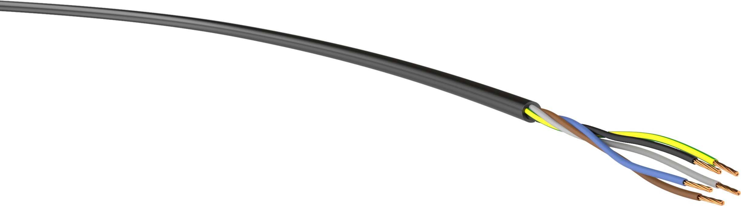 VER H05VV-F 5G1,0sw Eca Ri100 Energieleitung H05VV-F 5G 1mm² Schwarz 100m