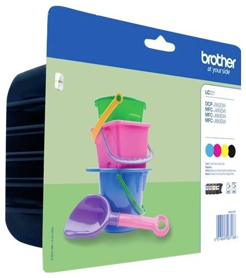 Brother Druckerpatrone LC221 Original Kombi-Pack Schwarz, Cyan, Magenta, Gelb LC221VALBP