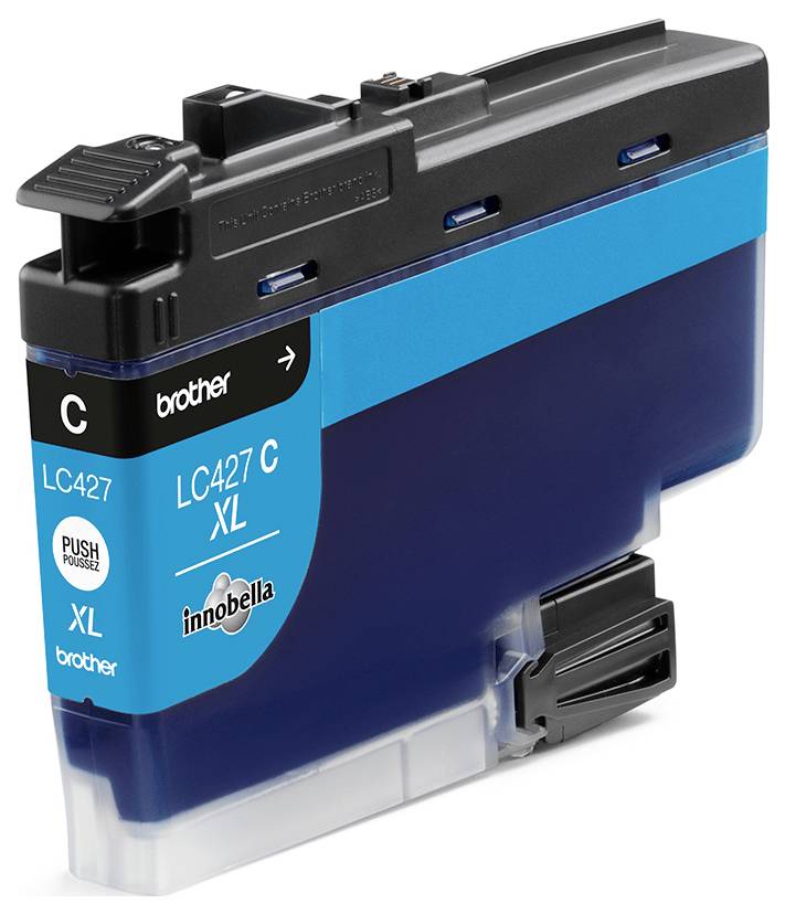 Tintenpatrone mit der Bezeichnung 'LC427 C XL' in blau und schwarz, entwickelt für Brother-Drucker.
