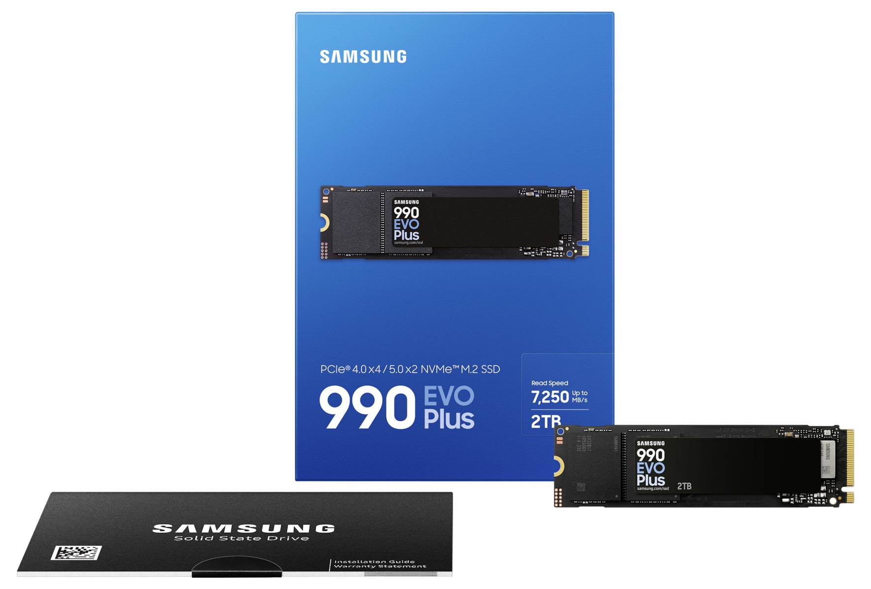 Samsung 990 EVO Plus 2 TB Interne M.2 PCIe NVMe SSD 2280 M.2 NVMe PCIe 4.0 x4, M.2 NVMe PCIe 5.0 x2 Retail MZ-V9S2T0BW