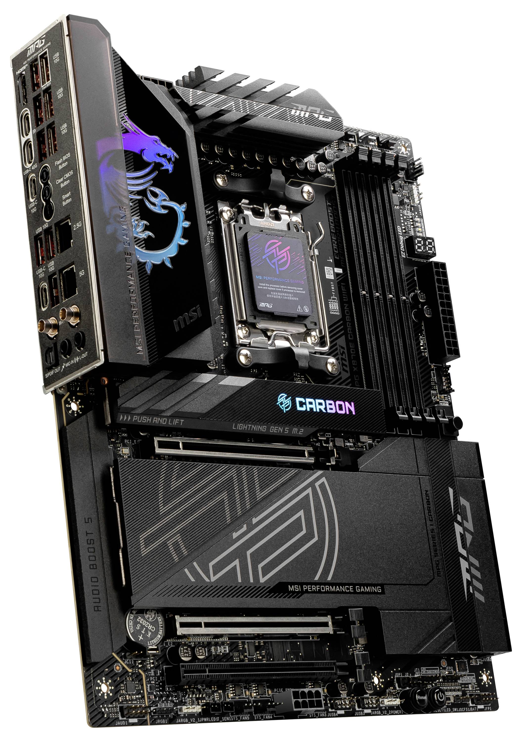MSI MPG X870E Carbon Wifi (AM5) Mainboard Sockel (PC) AMD® AM5 Formfaktor (Details) ATX Mainboard-Chipsatz AMD® X870