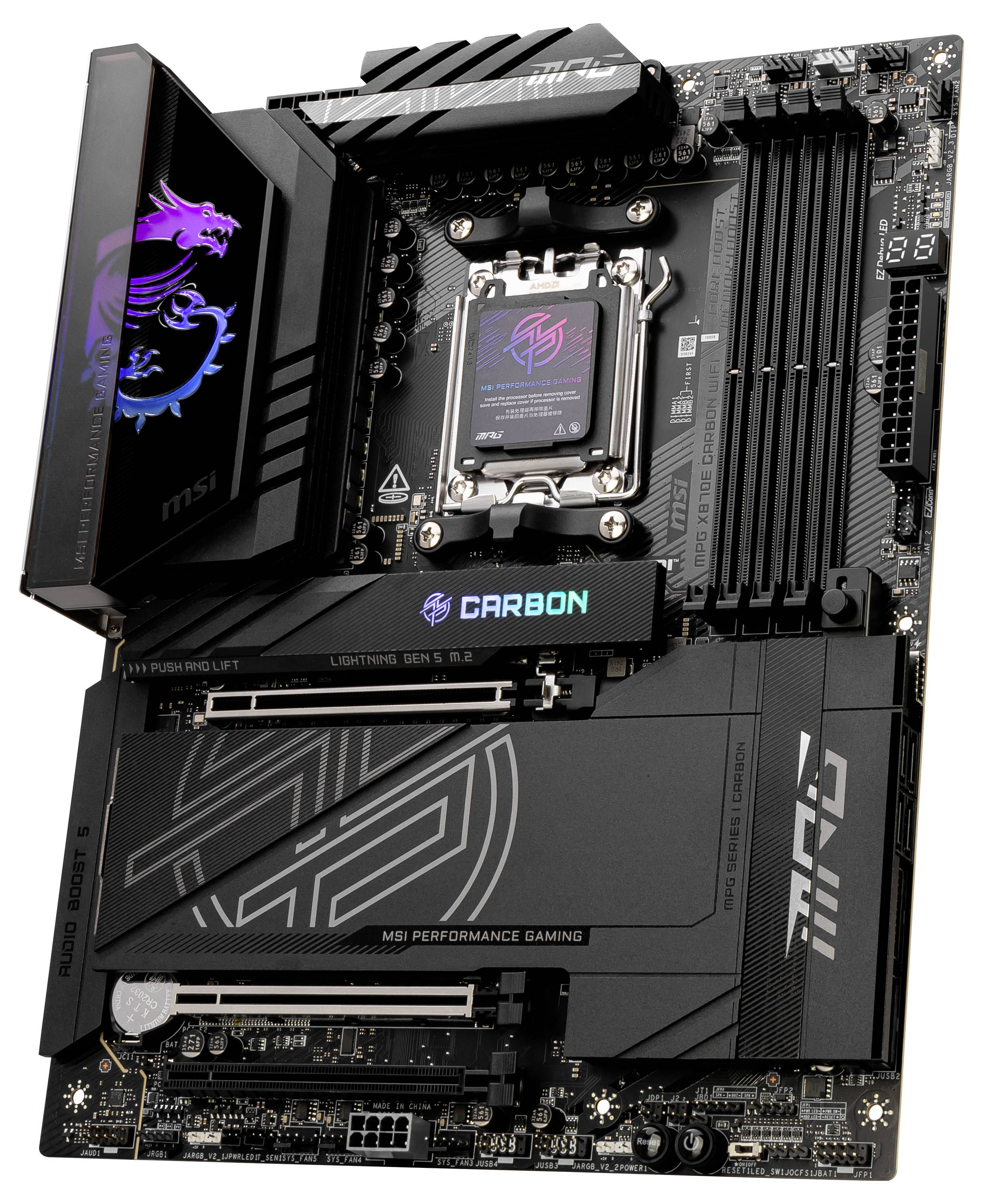 MSI MPG X870E Carbon Wifi (AM5) Mainboard Sockel (PC) AMD® AM5 Formfaktor (Details) ATX Mainboard-Chipsatz AMD® X870
