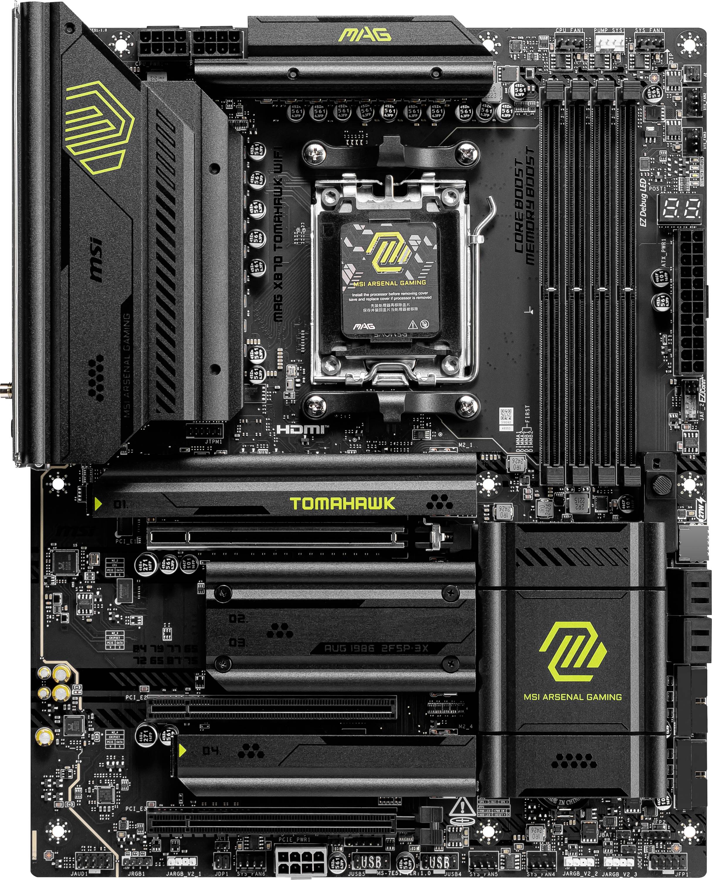 MSI MAG X870 Tomahawk Wifi (AM5) (D) Mainboard Sockel (PC) AMD® AM5 Formfaktor (Details) ATX Mainboard-Chipsatz AMD® X870