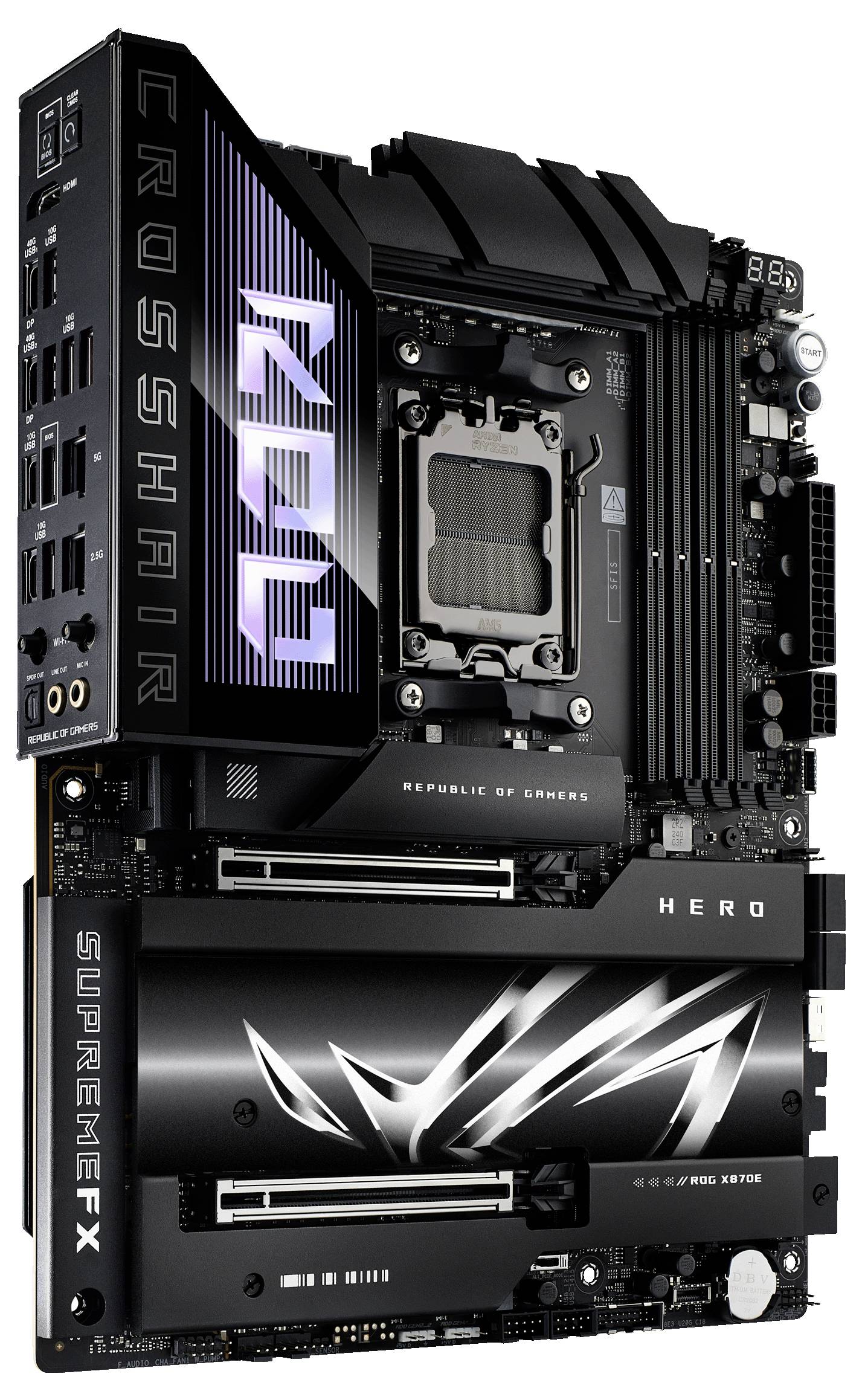 Asus ROG CROSSHAIR X870E HERO (AM5) (D) Mainboard Sockel (PC) AMD® AM5 Formfaktor (Details) ATX Mainboard-Chipsatz AMD® X870