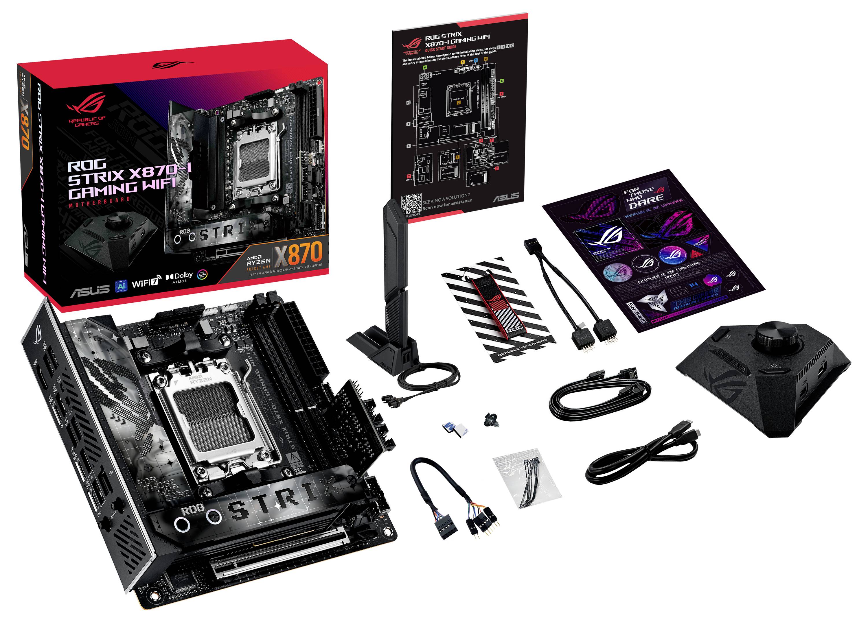 Asus ROG STRIX X870-I Gaming WIFI (AM5) Mainboard Sockel (PC) AMD® AM5 Formfaktor (Details) ATX Mainboard-Chipsatz AMD® X870