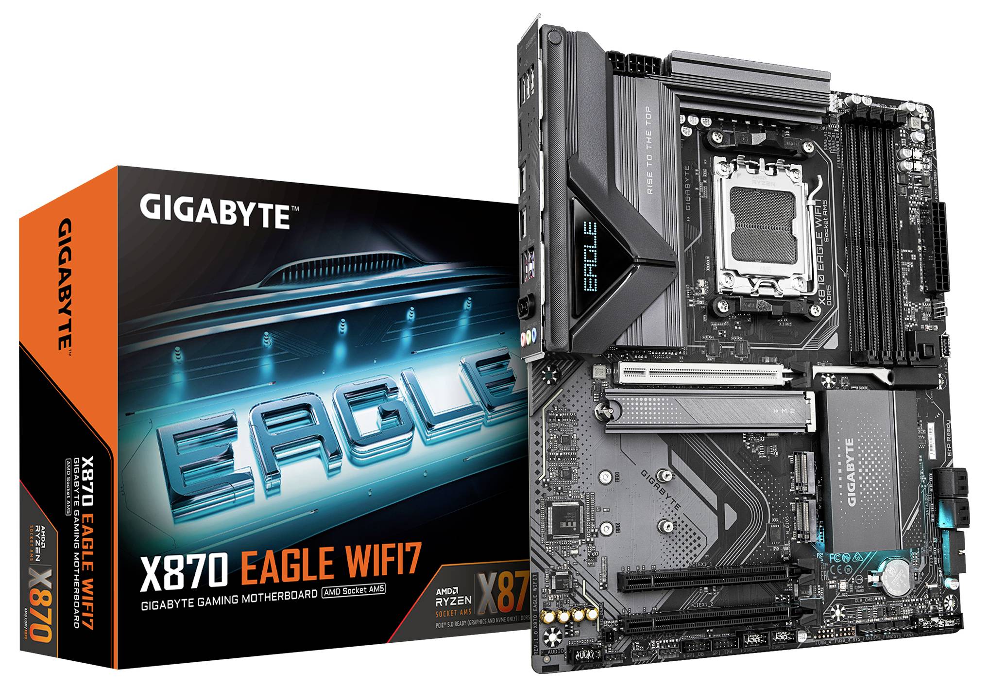 Gigabyte GA-X870 EAGLE WIFI7 (AM5) (D) Mainboard Sockel (PC) AMD® AM5 Formfaktor (Details) ATX Mainboard-Chipsatz AMD® X870