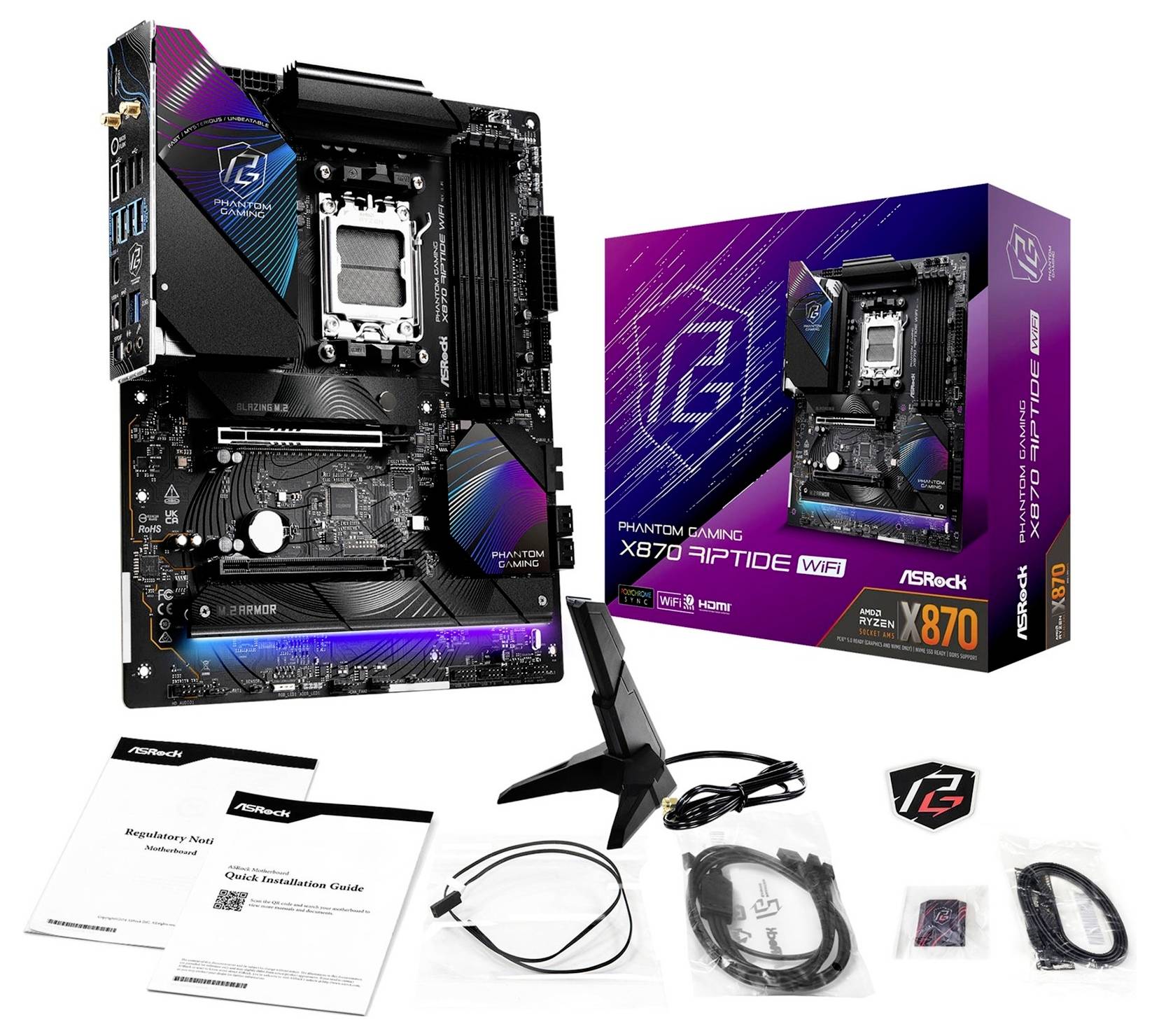 ASRock X870 Riptide WiFi (AM5) Mainboard Sockel (PC) AMD® AM5 Formfaktor (Details) E-ATX Mainboard-Chipsatz AMD® X870