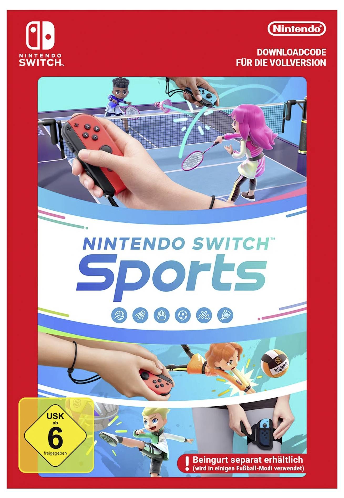 Nintendo Switch Konsole 32GB Grau, Neonblau, Neonrot inkl. Switch Sports + Gurt, inkl. 12 Monate Switch Online