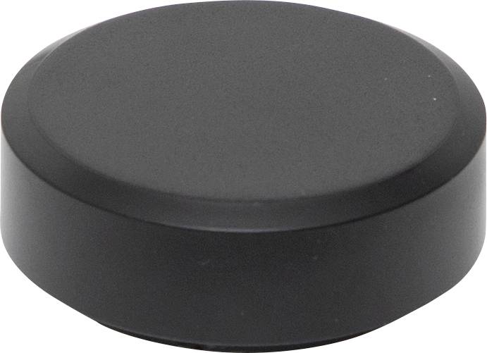 Schwarzer Eishockey-Puck auf weißem Hintergrund.