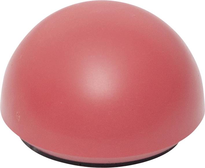 Rote, halbkugelförmige Oberfläche, glatt und einfarbig.