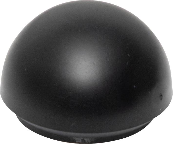 Schwarze, halbkugelförmige Abdeckung auf einem hellen Hintergrund.