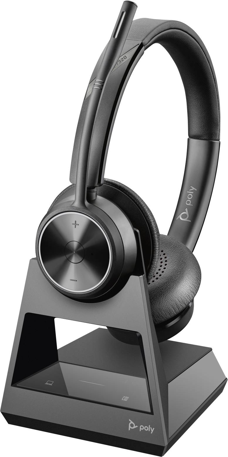 HP Poly DECT Headset Savi 7320 Office Stere On Ear Headset Bluetooth® Stereo Schwarz Noise Cancelling Computer