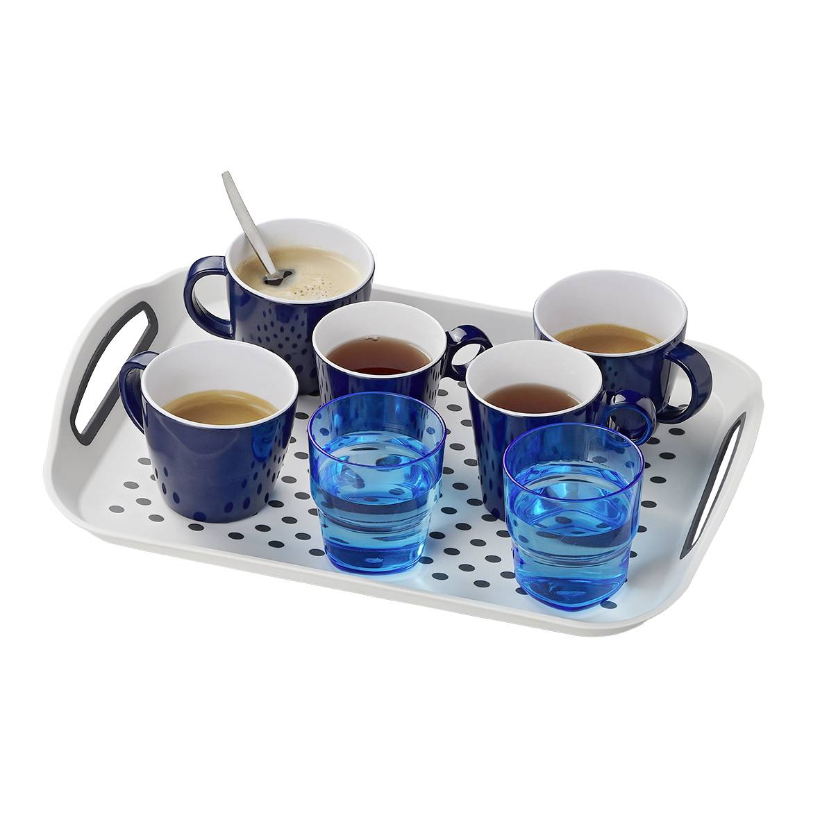 AS 1 x Tablett fürs Bett, Camping &amp; Grillen – Großes Serviertablett mit Henkel, Anti-Rutsch, 39,5x28,5cm Kunststoff AS