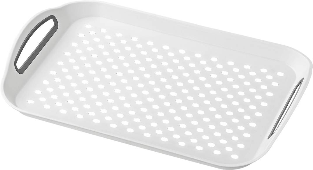 AS 1 x Tablett fürs Bett, Camping & Grillen – Großes Serviertablett mit Henkel, Anti-Rutsch, 39,5x28,5cm Kunststoff AS