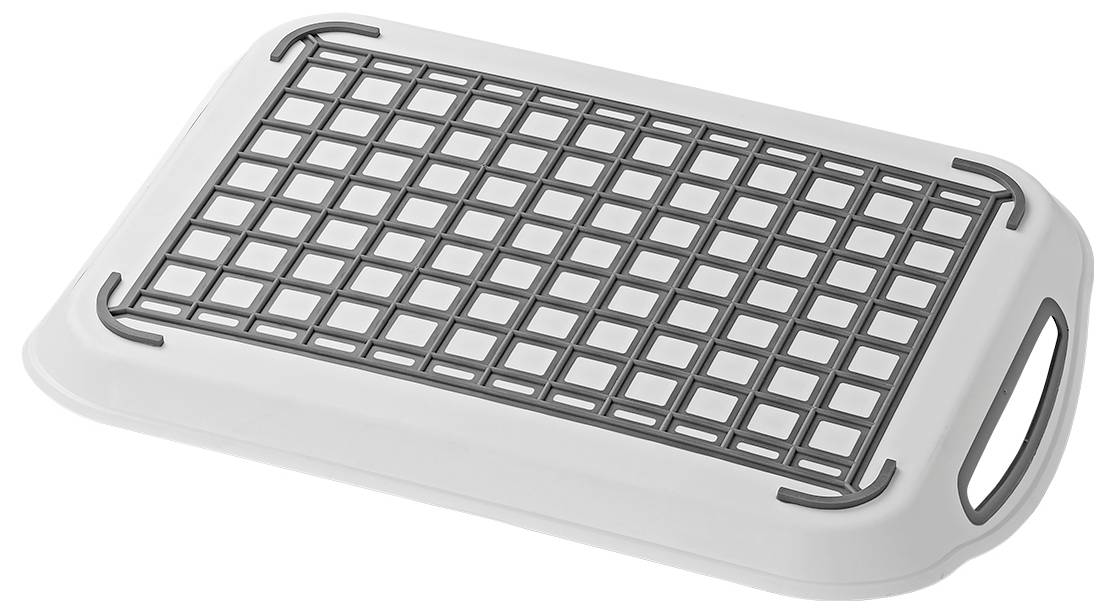 AS 1 x Tablett fürs Bett, Camping &amp; Grillen – Großes Serviertablett mit Henkel, Anti-Rutsch, 39,5x28,5cm Kunststoff AS