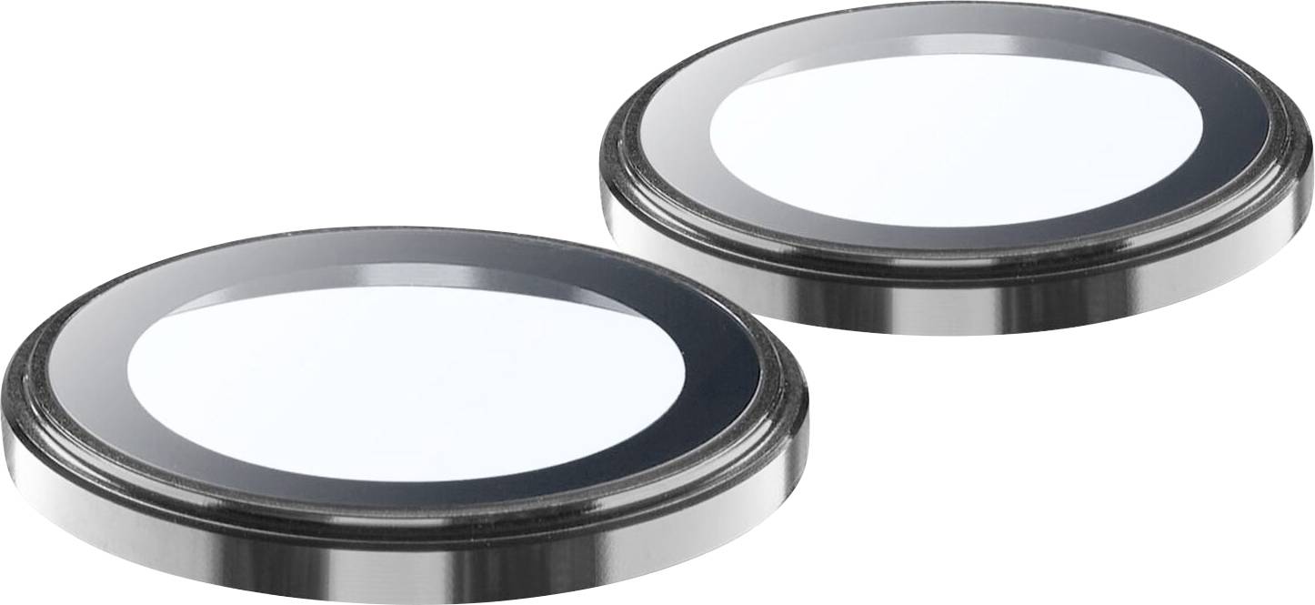 Zwei runde, gläserne Objektive mit silbernen Rändern liegen nebeneinander, reflektieren Licht und scheinen Teil optischer Geräte zu sein.