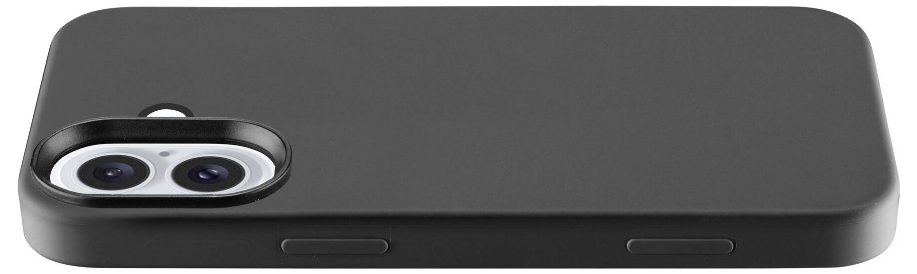 Ein schwarzes Smartphone-Gehäuse mit zwei Kameralinsen auf der Rückseite.