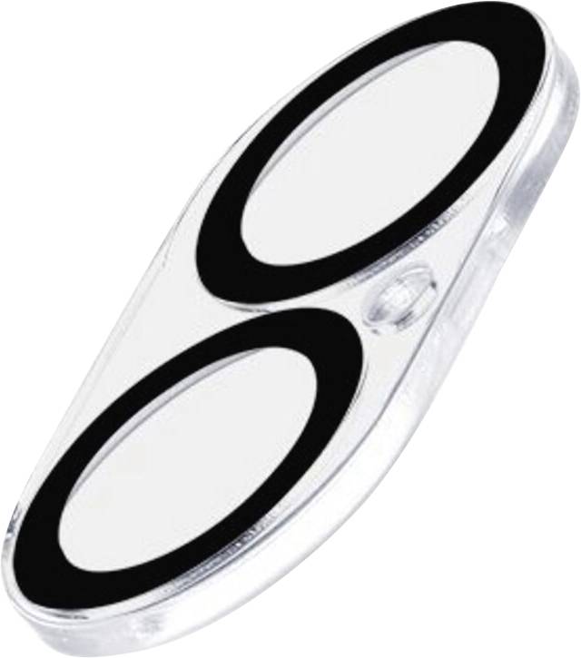 Eine ovale, transparente Kunststoffhülle mit zwei schwarzen ovale Öffnungen, häufig zur Aufbewahrung von Kontaktlinsen verwendet.