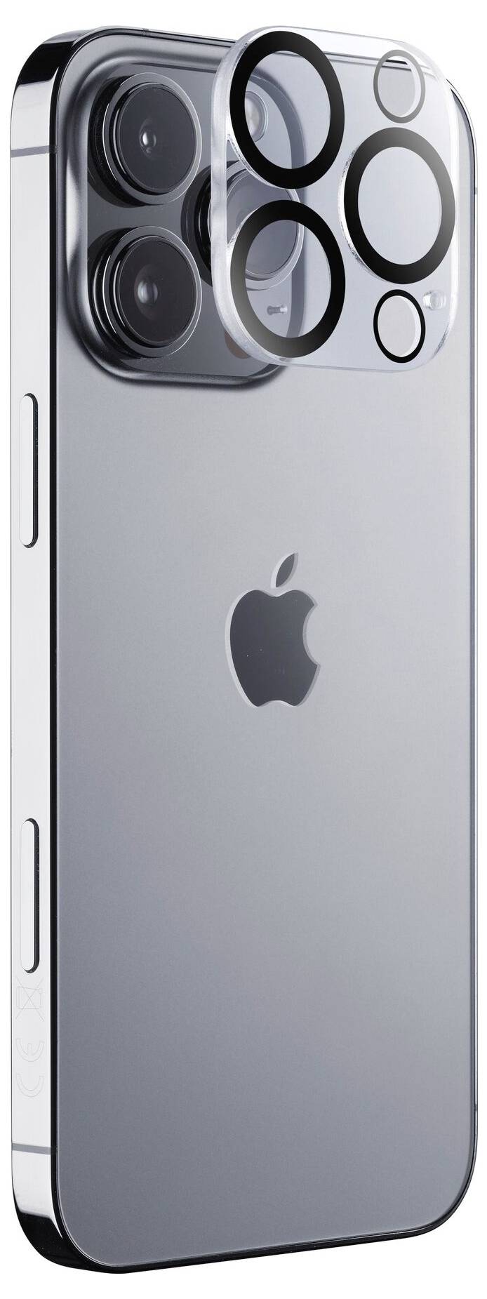 Silbernes Smartphone mit mehreren Kameraobjektiven auf der Rückseite. Es hat abgerundete Kanten und einen seitlichen Power-Button.