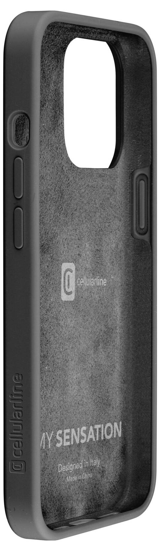 Schwarzes Smartphone-Case mit 'Cellularline'-Logo. Schlichtes Design für maximalen Schutz und modische Ästhetik.