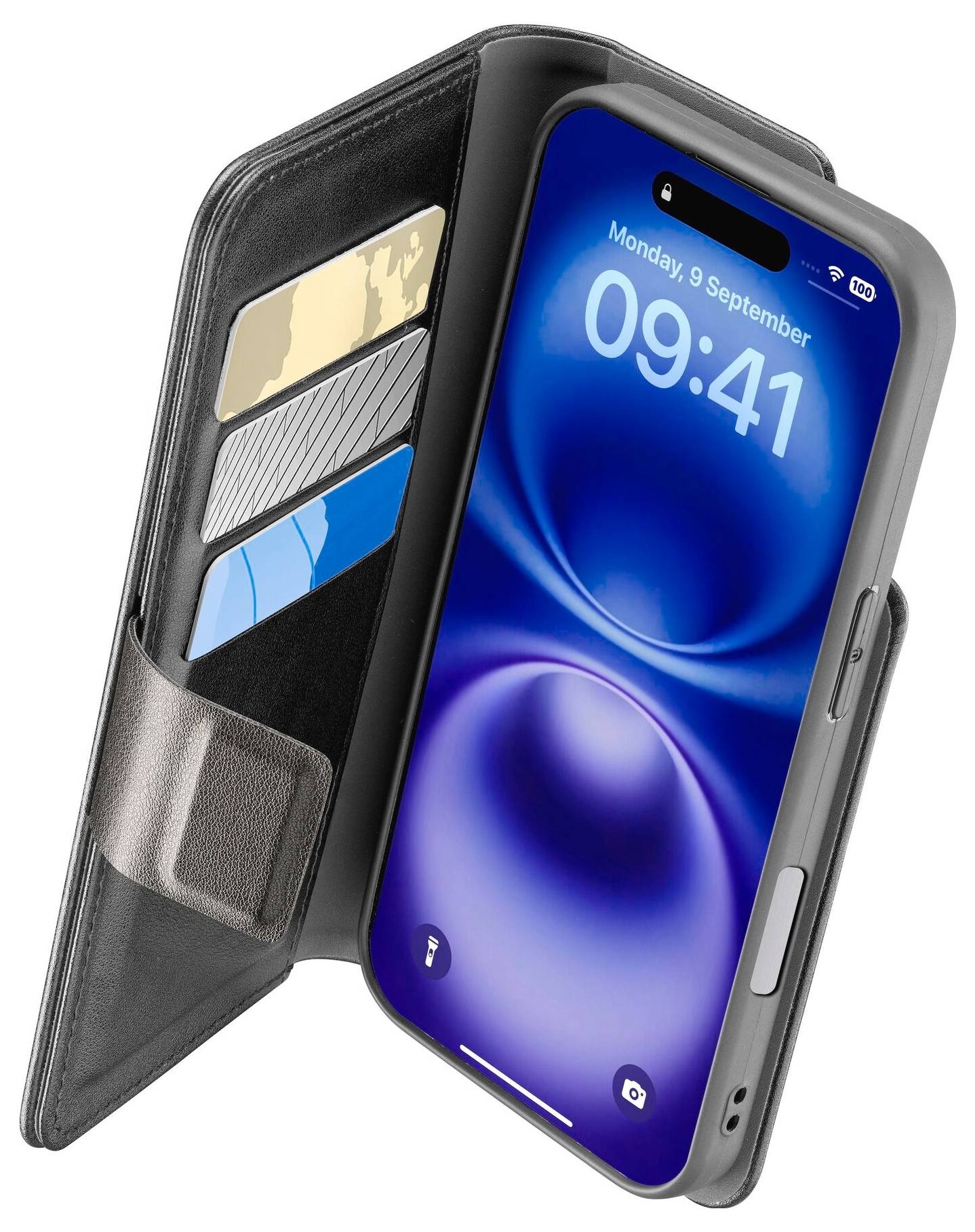 Cellularline Book Agenda 2 Case Backcover Apple iPhone 16 Schwarz Stoßfest BOOKAG2IPH16K