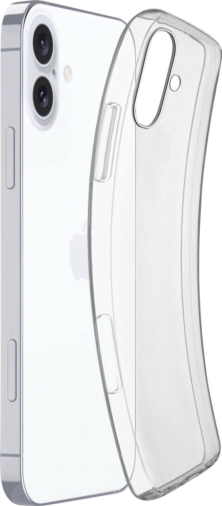 Abgebildet ist ein modernes Smartphone neben einer durchsichtigen Schutzhülle, die das Gerät vor Beschädigungen schützen soll.