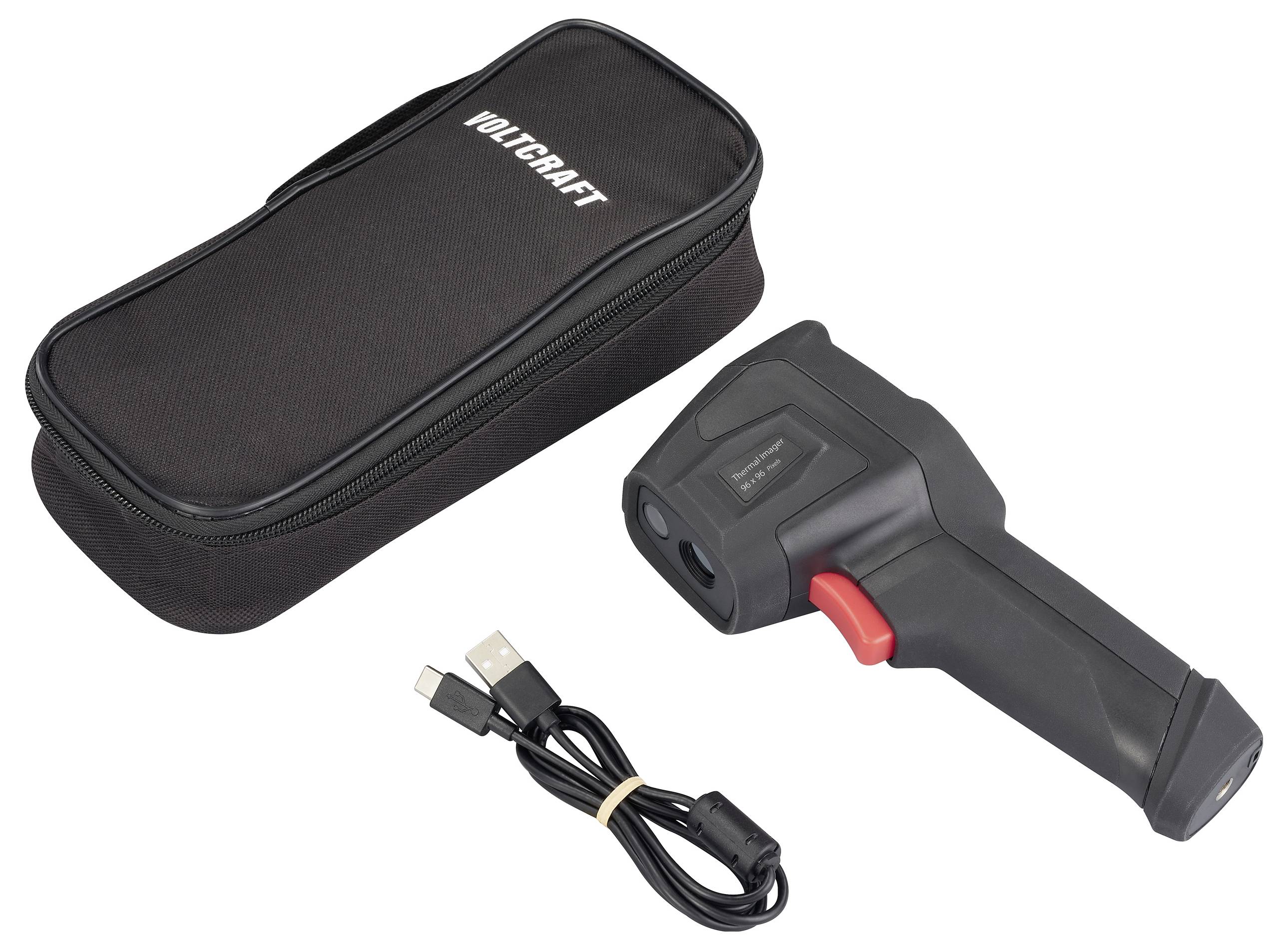 Infrarot-Thermometer mit schwarzem Koffer, USB-Kabel und 